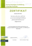 Zertifikat für die Sachverständigen-Fortbildung in der Bau-Forensik